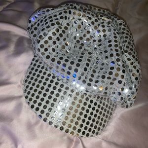 Shiny Silver Sequin Cap